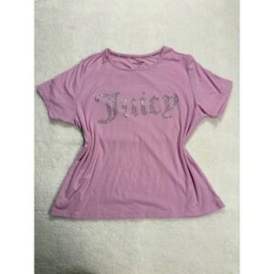 Juicy Couture Pink Ribbed Rhinestone Sleepwear T-Shirt Womens XL Short Sleeve